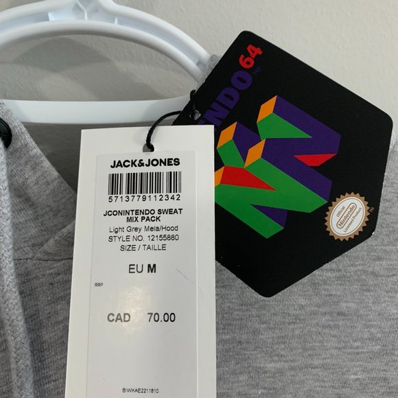 Grey Nintendo 64 x Jack & Jones Hoodie Sweater - Picture 5 of 5